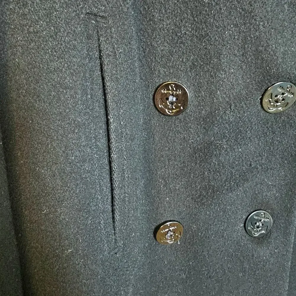 Jones New York Vintage Black Double Breasted Wool Pea Coat